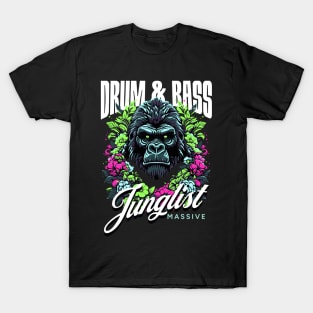 DRUM AND BASS - Junglist  Gorilla Massive (white/green/pink) T-Shirt